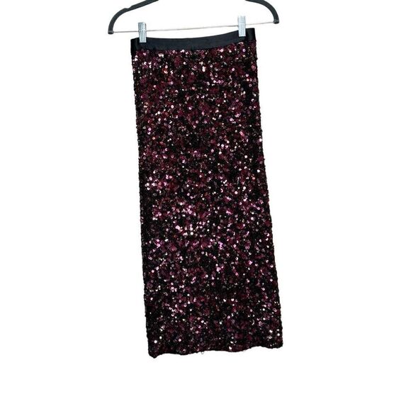 Rebecca Taylor NWT plum stretch sequin midi pencil skirt size XS - Picture 7 of 14